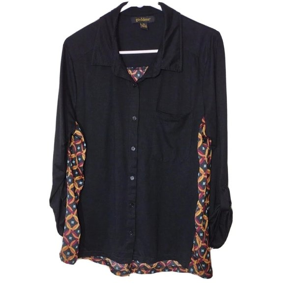 Goddess Top Button Down Long Sleeve Womens Xl - Picture 1 of 7